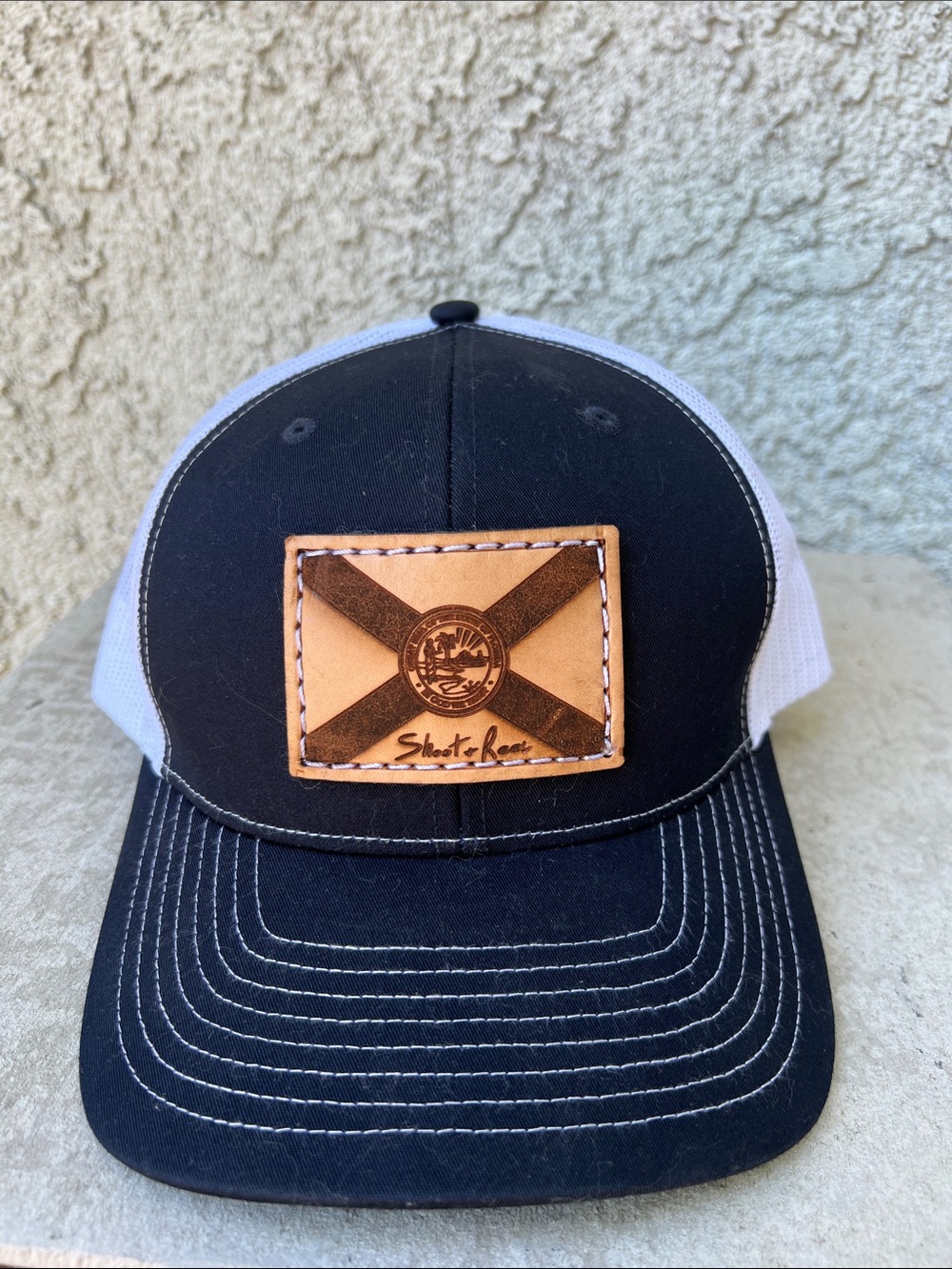 Shoot & Reel State of Florida Navy Blue & White Trucker Hat SnapBack Ballcap